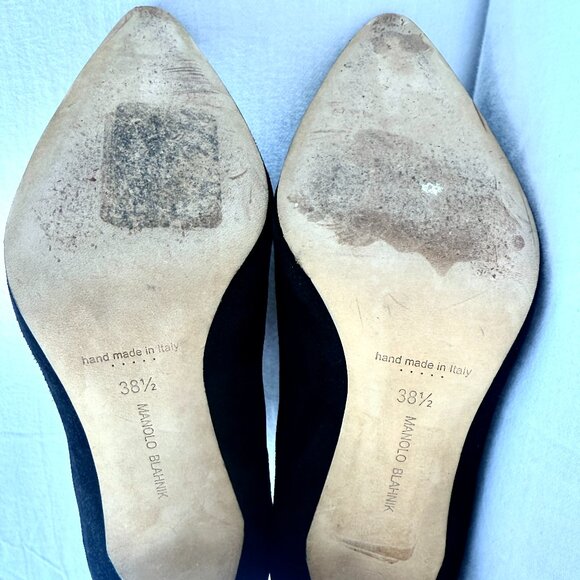 Manolo Blahnik Linuspla Black Suede Ankle Bootie Boots Size EU 38.5/8.5 US - Picture 7 of 7